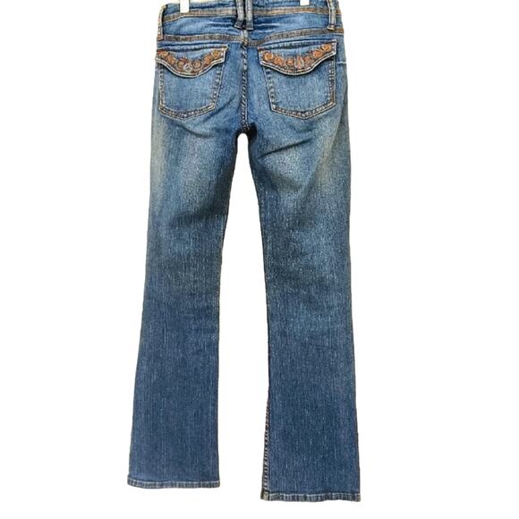 VNT SQUEEZE Jeans Women's Sz 5/6 Blue Embroidered SNAP POCKETS Bohemian Festival - Picture 3 of 16